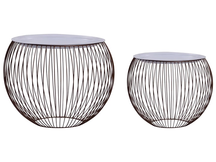 vidaXL Stoliki kawowe, 2 szt., złote Metal Wysokość 41 cm Płyta MDF Wysokość 33 cm Kolor Biały