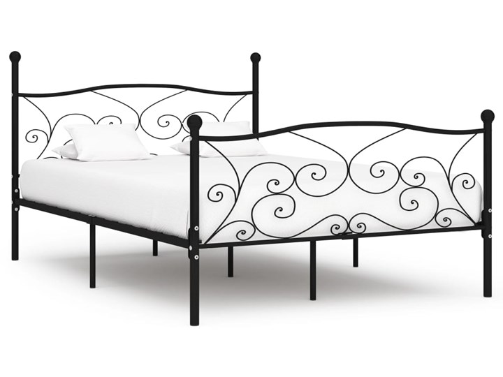 vidaXL Rama łóżka ze stelażem z listw, czarna, metalowa, 160 x 200 cm