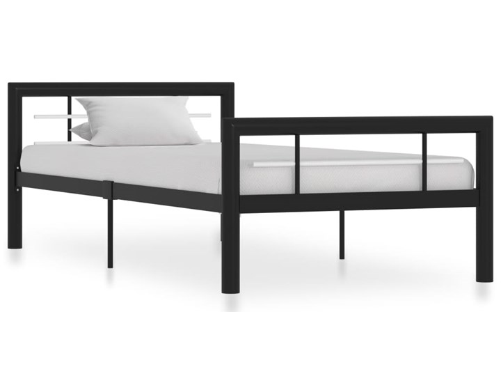 vidaXL Rama łóżka, czarno-biała metalowa, 100 x 200 cm Łóżko metalowe Kolor Biały