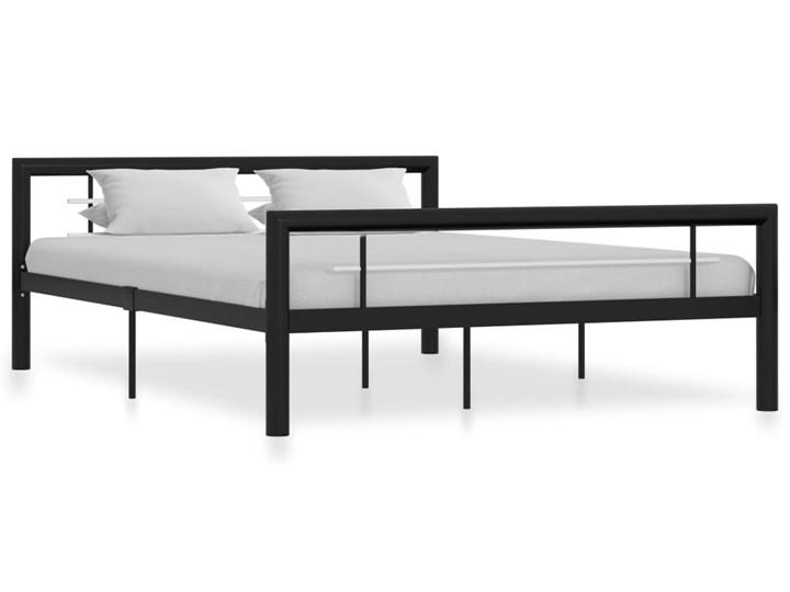 vidaXL Rama łóżka, czarno-biała, metalowa, 140x200 cm Kolor Biały Łóżko metalowe Kategoria Łóżka do sypialni