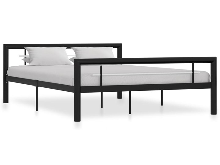 vidaXL Rama łóżka, czarno-biała, metalowa, 160 x 200 cm Łóżko metalowe Kolor Czarny