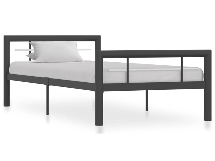vidaXL Rama łóżka, szaro-biała metalowa, 100 x 200 cm Łóżko metalowe Kategoria Łóżka do sypialni