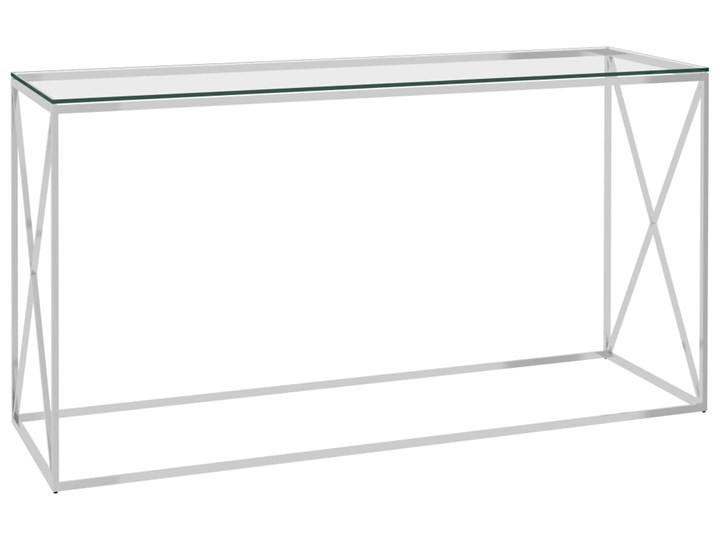 vidaXL Stolik boczny, srebrny, 140x40x78 cm, stal nierdzewna i szkło