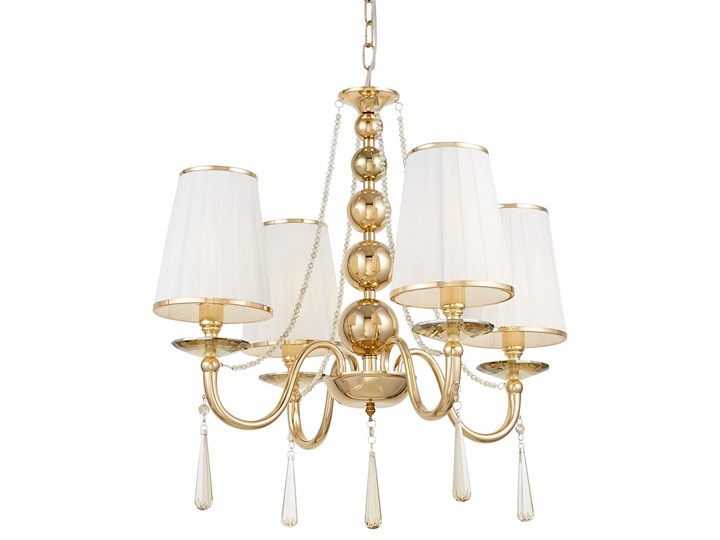 KLASYCZNY ŻYRANDOL KRYSZTAŁOWY ZŁOTY FABIONE W4 LUMINA DECO Metal Lampa z kryształkami Styl Tradycyjny Lampa z abażurem Tkanina Lampa z kloszem Pomieszczenie Salon