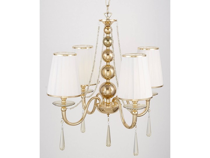 KLASYCZNY ŻYRANDOL KRYSZTAŁOWY ZŁOTY FABIONE W4 LUMINA DECO Lampa z kloszem Metal Lampa z abażurem Pomieszczenie Salon Tkanina Lampa z kryształkami Pomieszczenie Sypialnia