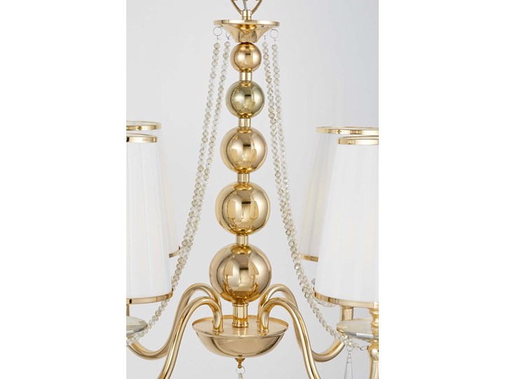 KLASYCZNY ŻYRANDOL KRYSZTAŁOWY ZŁOTY FABIONE W4 LUMINA DECO Lampa z kryształkami Lampa z abażurem Metal Tkanina Lampa z kloszem Pomieszczenie Salon Kategoria Lampy wiszące