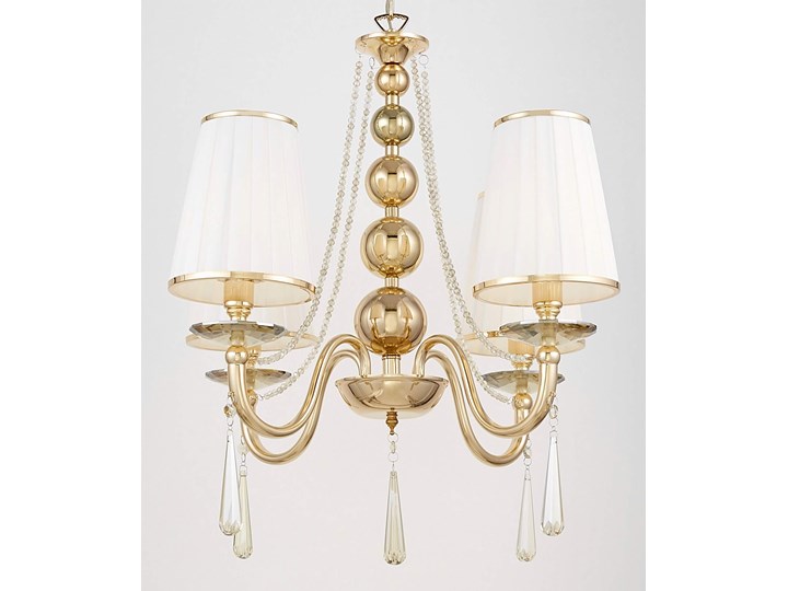 KLASYCZNY ŻYRANDOL KRYSZTAŁOWY ZŁOTY FABIONE W4 LUMINA DECO Metal Lampa z kryształkami Lampa z kloszem Tkanina Lampa z abażurem Pomieszczenie Salon