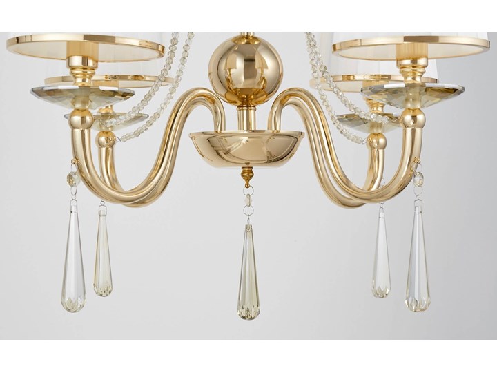 KLASYCZNY ŻYRANDOL KRYSZTAŁOWY ZŁOTY FABIONE W4 LUMINA DECO Lampa z abażurem Styl Tradycyjny Lampa z kloszem Lampa z kryształkami Metal Tkanina Kategoria Lampy wiszące