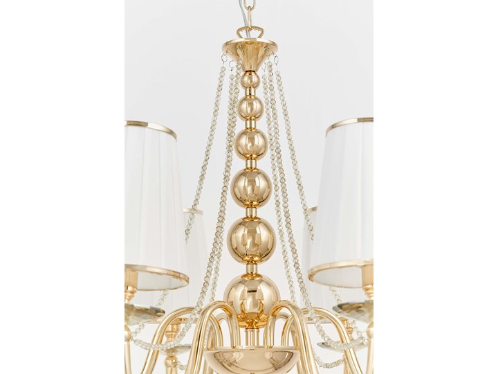 KLASYCZNY ŻYRANDOL KRYSZTAŁOWY ZŁOTY FABIONE W6 LUMINA DECO Lampa z kryształkami Lampa z abażurem Lampa z kloszem Metal Tkanina Pomieszczenie Jadalnia