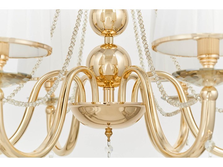 KLASYCZNY ŻYRANDOL KRYSZTAŁOWY ZŁOTY FABIONE W6 LUMINA DECO Lampa z abażurem Tkanina Lampa z kloszem Metal Lampa z kryształkami Pomieszczenie Jadalnia