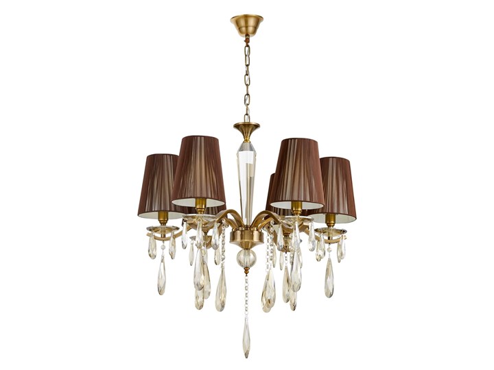 KLASYCZNY ŻYRANDOL KRYSZTAŁOWY MOSIĘŻNY ALESSIA W6 LUMINA DECO Lampa inspirowana Mosiądz Metal Szkło Lampa z kryształkami Lampa z kloszem Lampa z abażurem Tkanina Kategoria Lampy wiszące