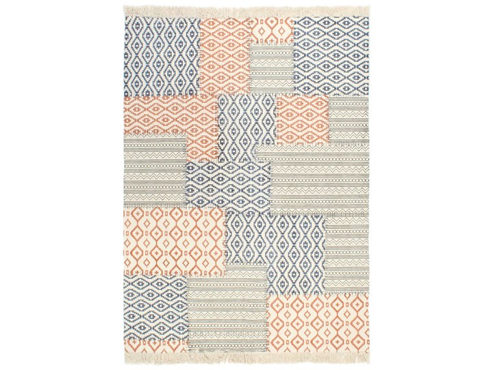 vidaXL Ręcznie tkany kilim, bawełna, 160x230 cm, z nadrukiem, kolorowy Dywany Kwadratowy Dywaniki Pomieszczenie Salon