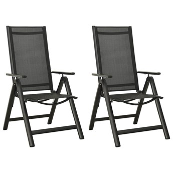 vidaXL Składane krzesła ogrodowe 2 szt., textilene i aluminium, czarne