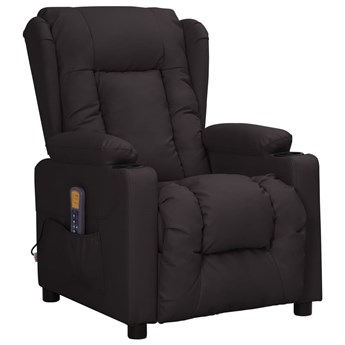 vidaXL Rozkładany fotel masujący, czarny, obity sztuczną skórą
