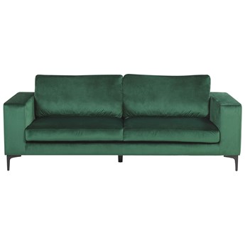 Beliani Sofa zielona welurowa tapicerowana 3 osobowa nowoczesna kanapa do salonu
