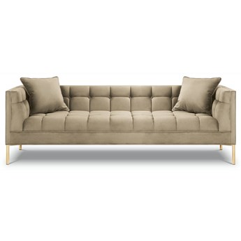 Elegancka kanapa w kolorze beżowym na złotych nogach