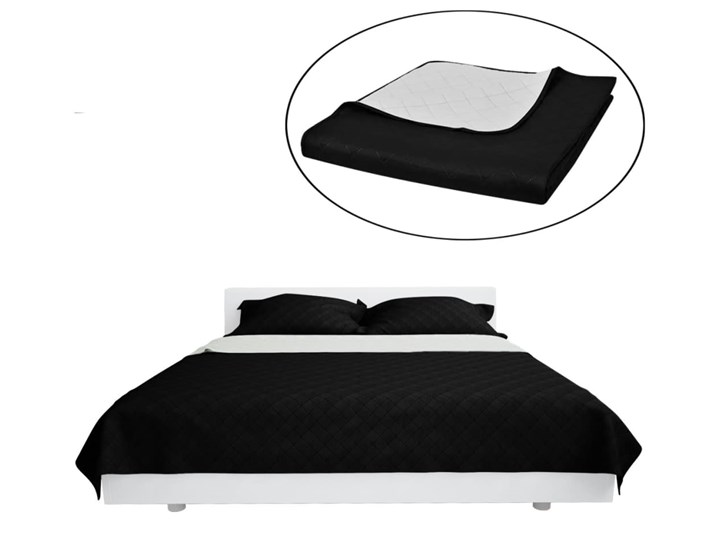 vidaXL 130888 Double-sided Quilted Bedspread Black/White 230 x 260 cm Bawełna 230x260 cm Poliester Mikrofibra Wzór Pikowany