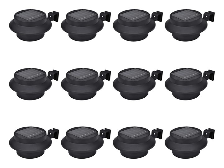 vidaXL Solarne lampy ogrodzeniowe LED, 12 szt., czarne Kategoria Lampy ogrodowe Lampa LED Lampa solarna Kolor Czarny
