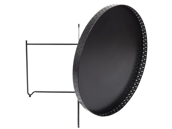 Okrągły stolik kawowy z blatem w kształcie tacy Modes Funkcje Z szufladami Metal Szerokość 78 cm Wysokość 48 cm Zestaw stolików Długość 78 cm Szkło Styl Industrialny