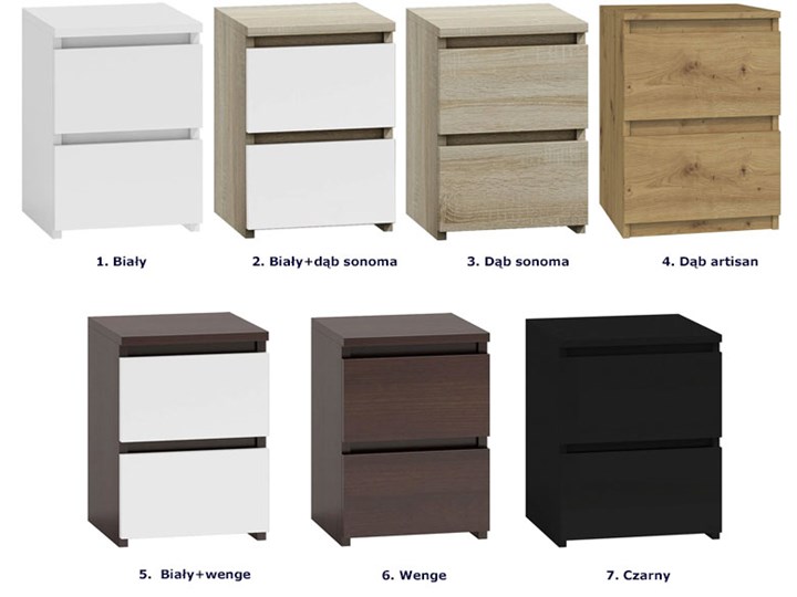 Szafka nocna Siena 2X - biała Szerokość 30 cm Płyta MDF Uniwersalne Głębokość 30 cm Nocne Wysokość 40 cm Styl Minimalistyczny