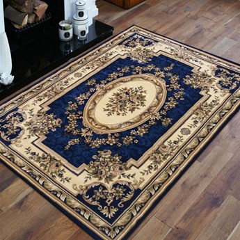 Granatowy klasyczny dywan w stylu vintage - Turris