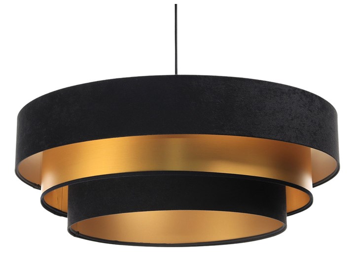 Czarno-złota welurowa lampa wisząca glamour - S454-Vrasa Ilość źródeł światła 1 źródło Lampa z abażurem Tworzywo sztuczne Tkanina Metal Styl Nowoczesny