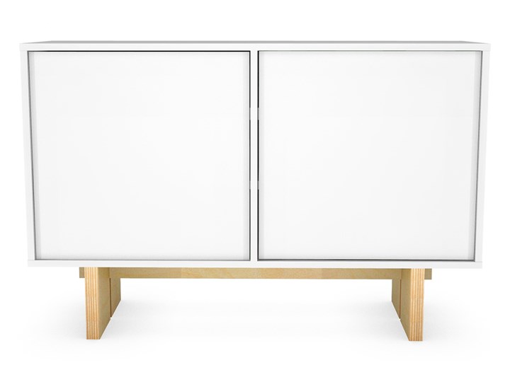 Biała komoda do salonu z nóżkami - Rolix Wysokość 120 cm Wysokość 80 cm Głębokość 39 cm Szerokość 120 cm Drewno Styl Skandynawski