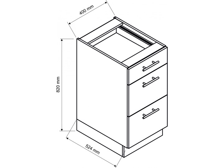 Biała szafka kuchenna dolna z szufladami - Pergio 8X 40 cm Szafka dolna Szafka wisząca Regał Drewno Kolor Biały