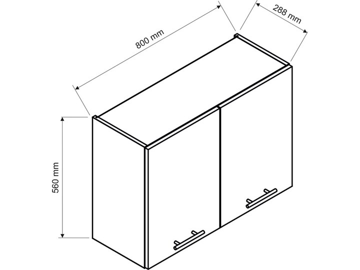 Czarna szafka kuchenna górna z podwójnymi drzwiami - Erissa 8X 80 cm Metal Szafka wisząca Drewno Płyta MDF Regał Kolor Czarny