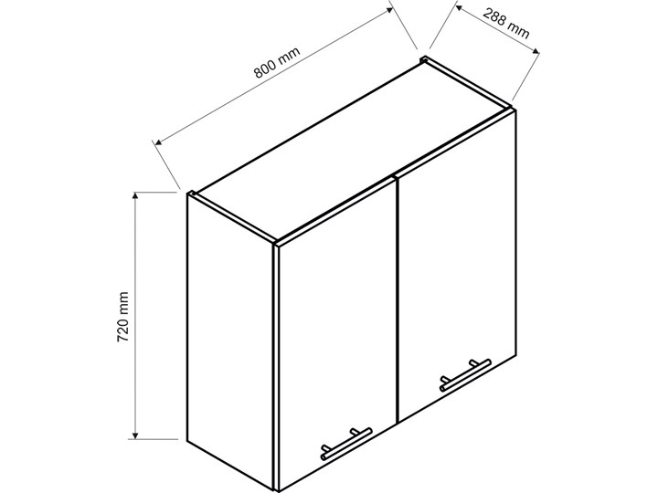 Górna szafka kuchenna z podwójnym frontem biała - Pergio 39X 80 cm Szafka wisząca Kolor Biały Regał Drewno Kategoria Szafki kuchenne