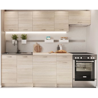 Minimalistyczne szafki do kuchni 7 sztuk dąb sonoma - Nigella 4S