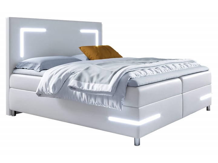Łóżko kontynentalne 140x200 DELOS LED / z pojemnikiem Liczba miejsc Dwuosobowe Tkanina Kolor Biały