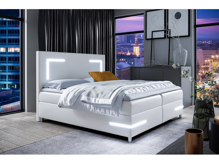 Łóżko kontynentalne 140x200 DELOS LED / z pojemnikiem Tkanina Rozmiar materaca 140x200 cm