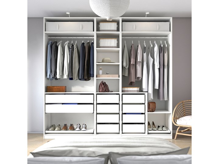 IKEA PAX Kombinacja szafy, biały, 250x58x236 cm Szerokość 250 cm Głębokość 58 cm Ilość drzwi Pięciodrzwiowe