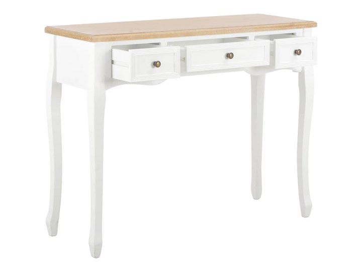 vidaXL Stolik konsolowy z 3 szufladami, biały Płyta MDF Z szufladą Głębokość 35 cm Szerokość 100 cm Sosna Wysokość 78 cm Drewno Kategoria Konsole