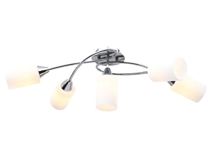 vidaXL Lampa sufitowa z ceramicznymi kloszami na 5 żarówek E14, biała Metal Pomieszczenie Salon Chrom Stal Lampa z kloszem Ceramika Funkcje Brak dodatkowych funkcji