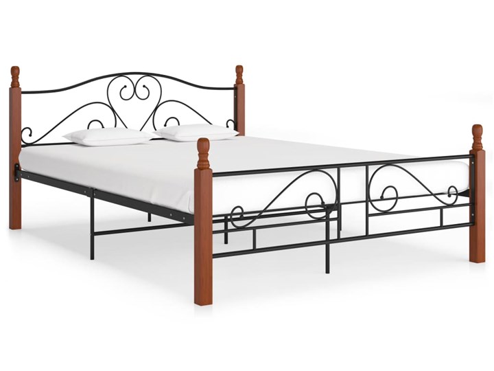 vidaXL Rama łóżka, czarna, metalowa, 140 x 200 cm Kategoria Łóżka do sypialni Łóżko metalowe Drewno Kolor Brązowy