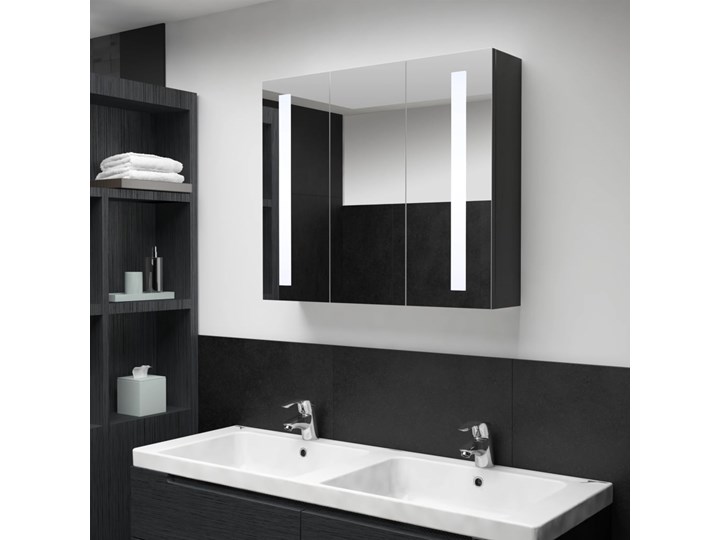 vidaXL Szafka łazienkowa z lustrem i LED, 89x14x62 cm Szerokość 89 cm Płyta MDF Szafki Głębokość 14 cm Szkło Rodzaj frontu Drzwiczki