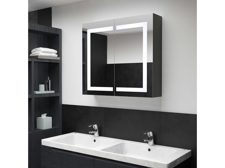 vidaXL Szafka łazienkowa z lustrem i LED, 80x12,2x68 cm Głębokość 12 cm Głębokość 13 cm Płyta MDF Szkło Wysokość 80 cm Szafki Szerokość 80 cm Rodzaj frontu Drzwiczki