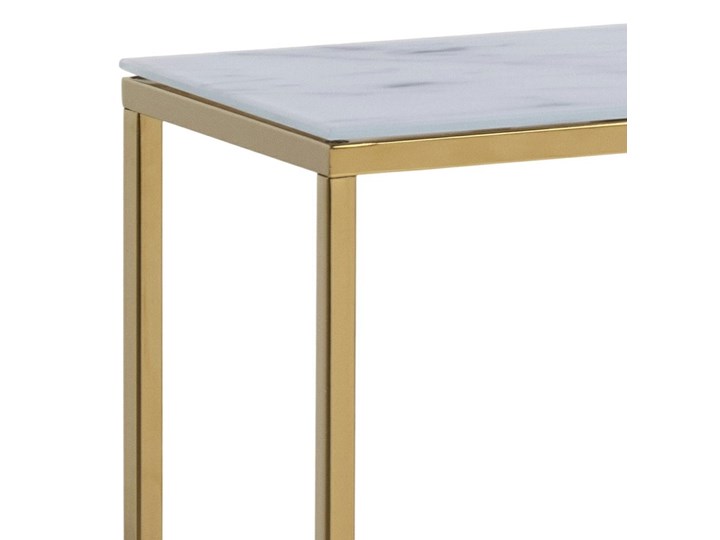 Konsola glamour Alisma biały marmur/złoty Głębokość 26 cm Kategoria Konsole Metal Z szufladą Szkło Wysokość 81 cm Szerokość 110 cm Kolor Szary