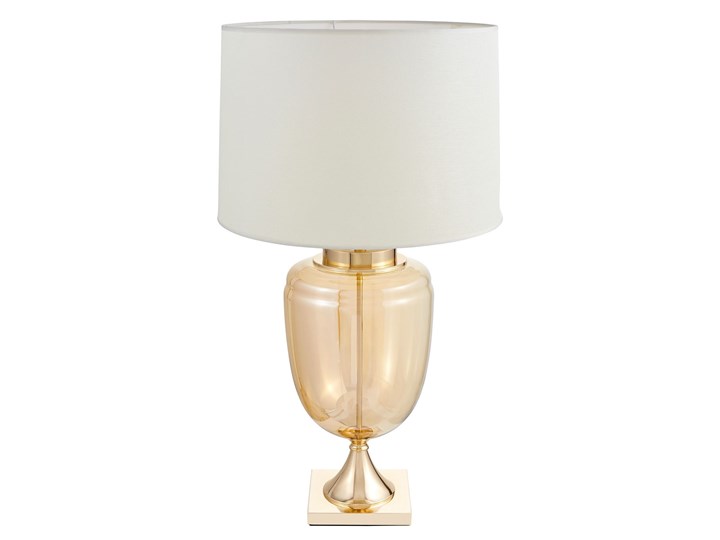 Elegancka lampa stołowa biało-złota Olimpia Kolor Biały Lampa z kloszem Wysokość 80 cm Lampa z abażurem Szkło Stal Styl Nowoczesny