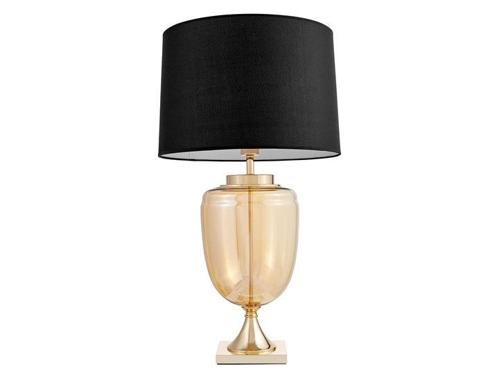 Elegancka lampa stołowa czarno-złota Olimpia Stal Kolor Czarny Szkło Lampa z kloszem Wysokość 80 cm Lampa z abażurem Styl Nowoczesny