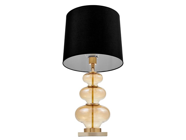 Szklana lampa nocna czarno-złota Briston Lampa z kloszem Kategoria Lampy stołowe Stal Lampa z abażurem Wysokość 71 cm Szkło Styl Glamour
