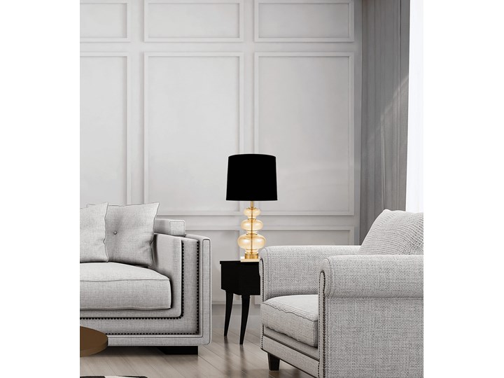Szklana lampa nocna czarno-złota Briston Lampa z abażurem Lampa z kloszem Stal Szkło Wysokość 71 cm Styl Nowoczesny