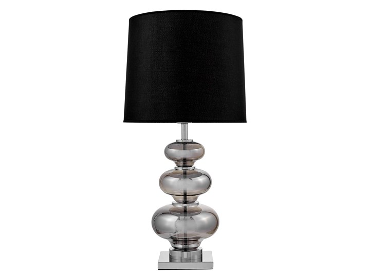 Szklana lampa nocna czarna dymiona Briston Lampa z kloszem Lampa z abażurem Stal Wysokość 71 cm Szkło Styl Glamour