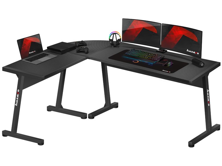 Biurko Gamingowe Huzaro Hero 6.0 Black Biurko narożne Biurko z nadstawką Stal Biurko regulowane Pomieszczenie Pokój nastolatka