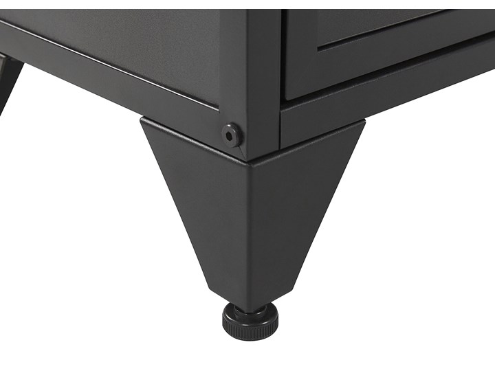 Beliani Komoda ciemne drewno z czarnym metal płyta wiórowa 102 x 70 cm industrialna szafka z 4 drzwiczkami 3 półki do sypialni salonu Płyta MDF Z szafkami Styl Industrialny Głębokość 30 cm Styl Nowoczesny