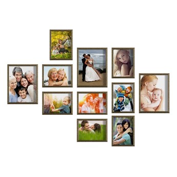 Multirama Olivia na 11 zdjęć z szablonem : Kolor - złoty szczotkowany, Rodzaj szybki - pleksi