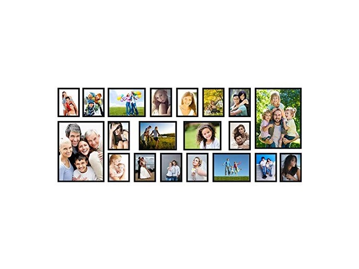 Multirama Emily na 20 zdjęć z szablonem : Kolor - czarny szczotkowany, Rodzaj szybki - pleksi Multiramka Kategoria Ramy i ramki na zdjęcia