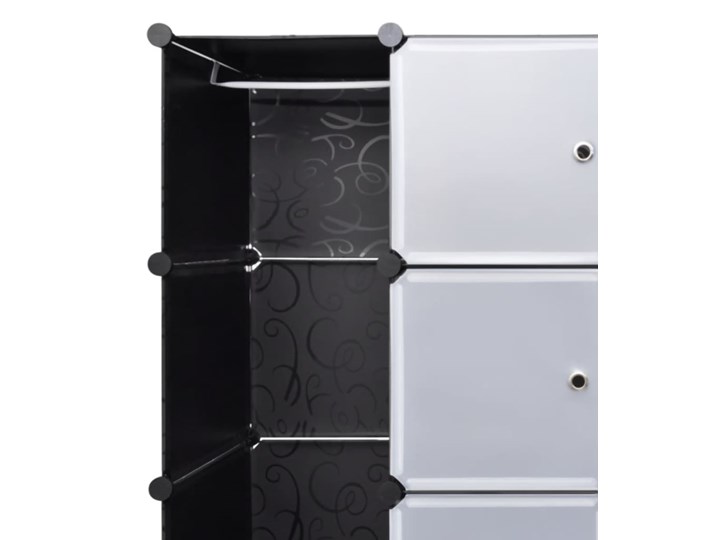 vidaXL Szafa modułowa, 18 przegród, czarno-biała, 37 x 146 x 180,5 cm Głębokość 37 cm Plastik Tworzywo sztuczne Metal Stal Styl Nowoczesny Szerokość 146 cm Pomieszczenie Pokój przedszkolaka